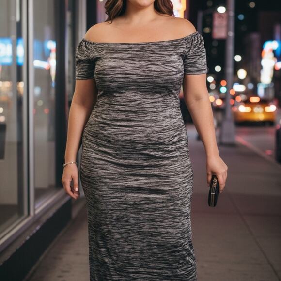 Alex Evenings Dresses & Skirts - Alex Evenings Gray Off-Shoulder Maxi Dress